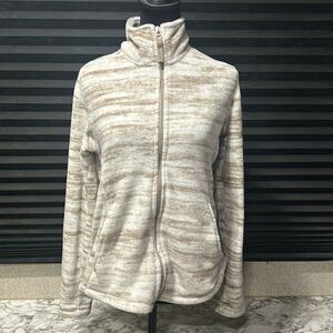 Arden B Women’s Brown & White Zip Front Fleece Jacket‎ Size Medium